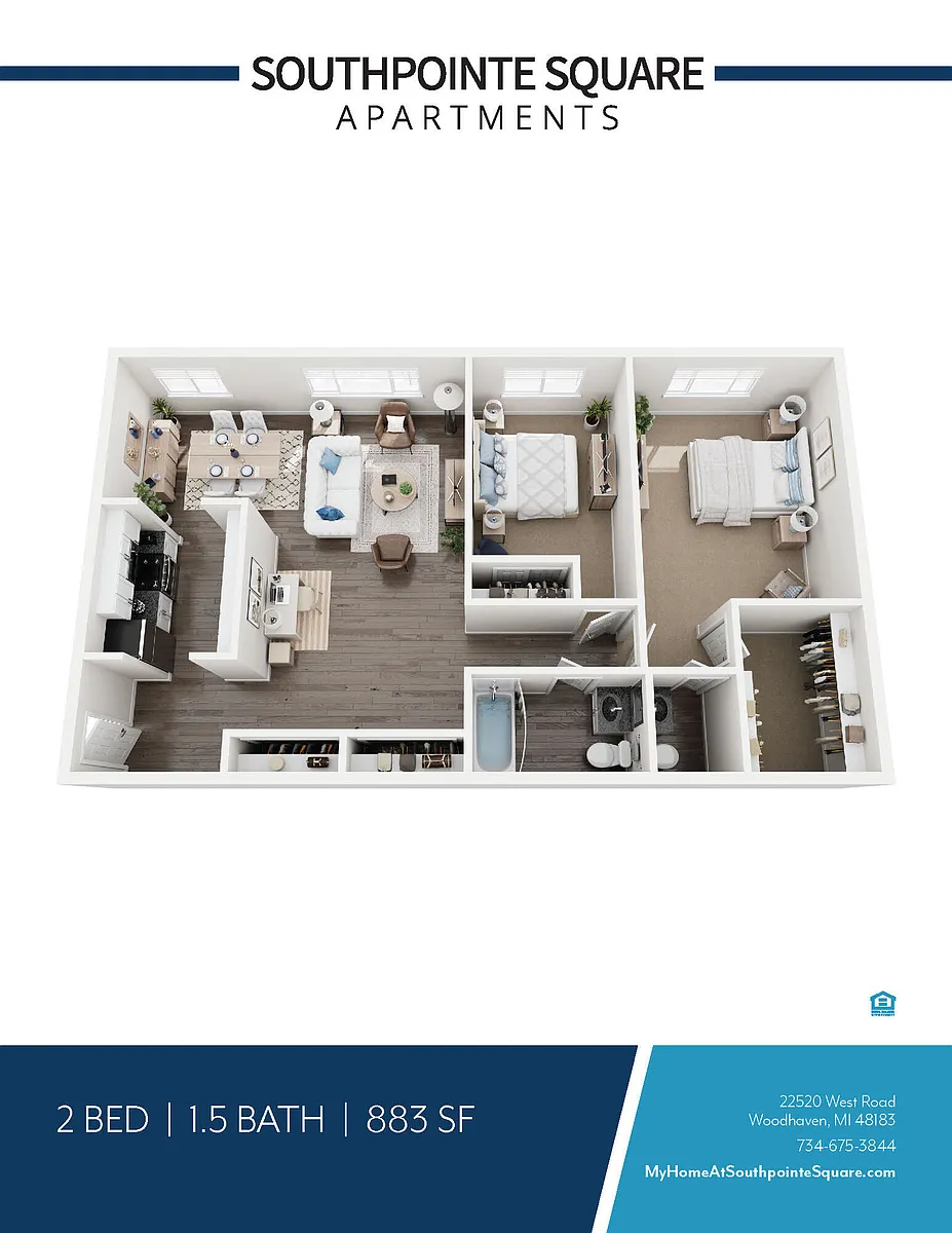 Floor plan 2 BEDROOM 1.5 BATH