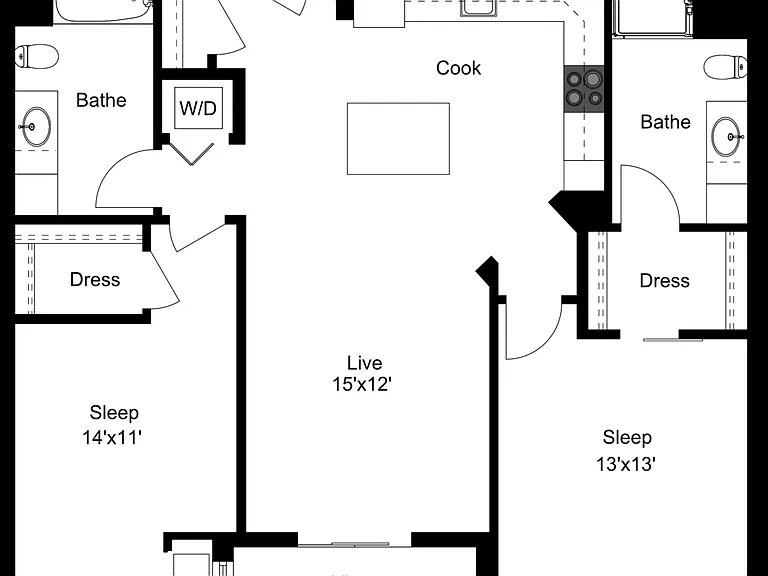 Floor Plan D1 | 50Twenty | Apartments in Madison, WI Floor Plan D1 | 50Twenty | Apartments in Madison, WI