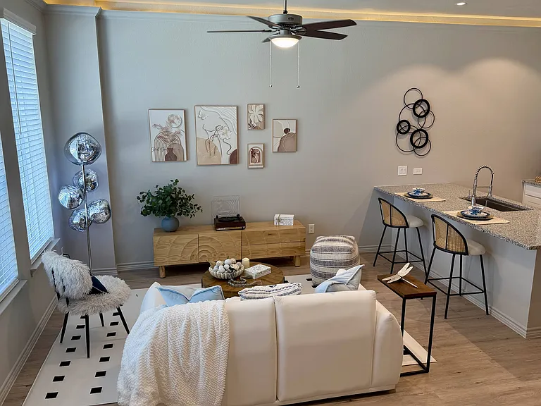 Living Room with Open Concept Dining and Kitchen (Plan 2221)