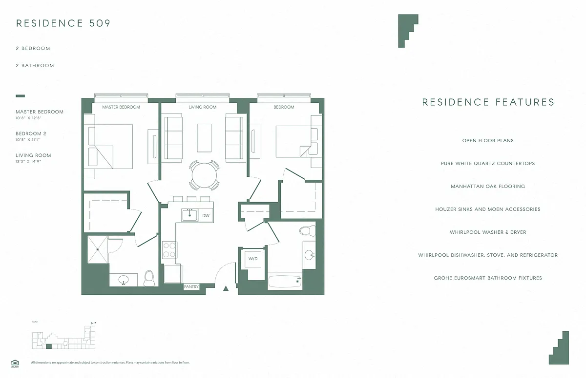 Floor plan 2 Bedroom-2 Bath
