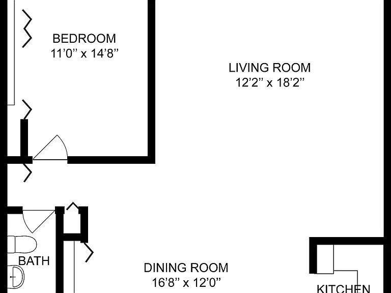 1x1B | 1-Bedroom Floorplan 1x1B | 1-Bedroom Floorplan