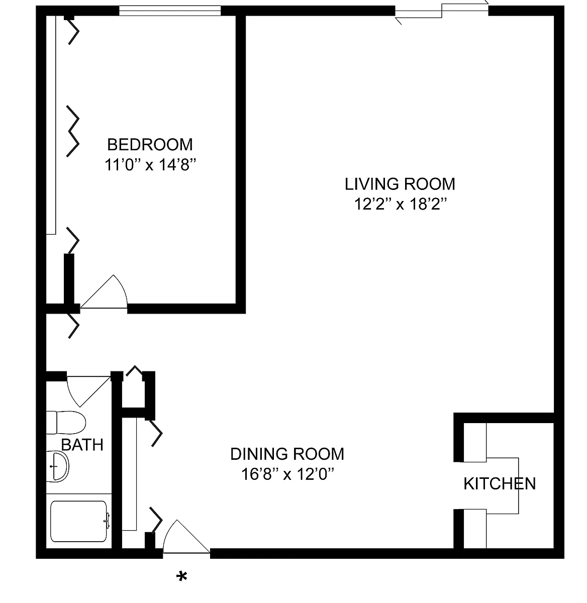 Floor plan 1x1B
