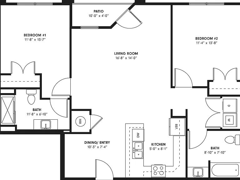 The Hickory Floor Plan | Two Bedrooms and Two Bathrooms The Hickory Floor Plan | Two Bedrooms and Two Bathrooms