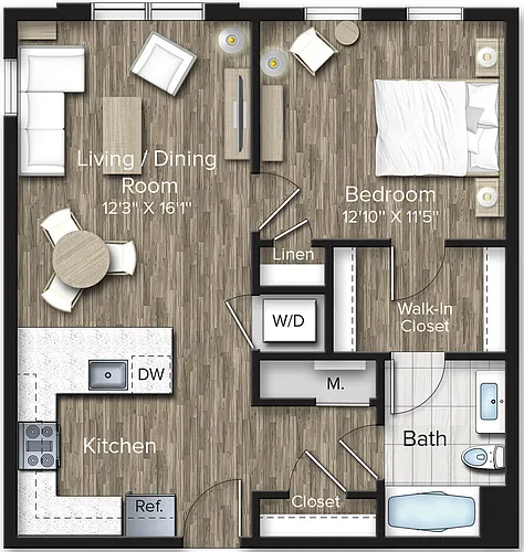 Floor plan 1 Bed/1 Bath-A7
