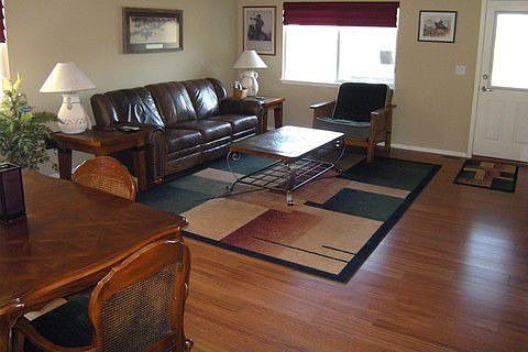 Great room with vaulted ceilings