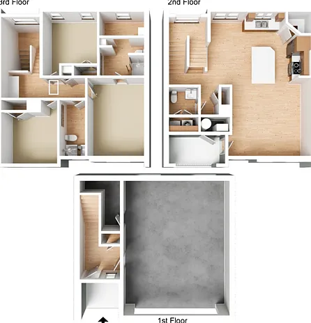 Townhome 2 - Carpet in all bedrooms, hardwood style flooring in all other living areas. Townhome 2 - Carpet in all bedrooms, hardwood style flooring in all other living areas.