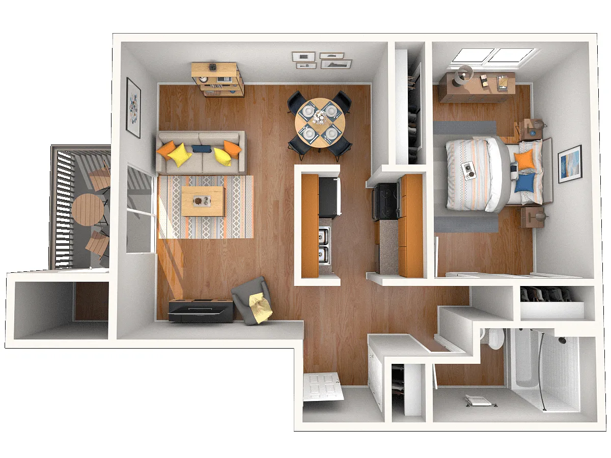 Floor plan 1 BED, 1 BATH