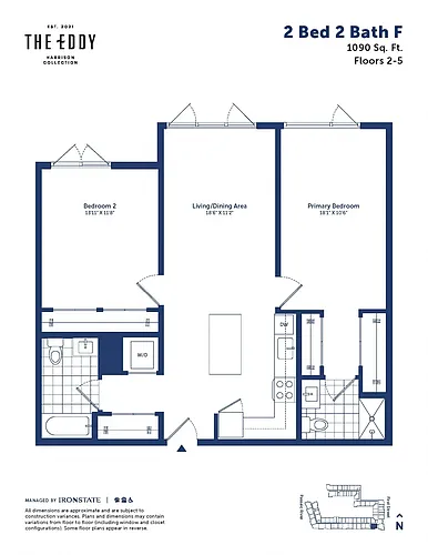 Floor plan 2 Bed 2 Bath F