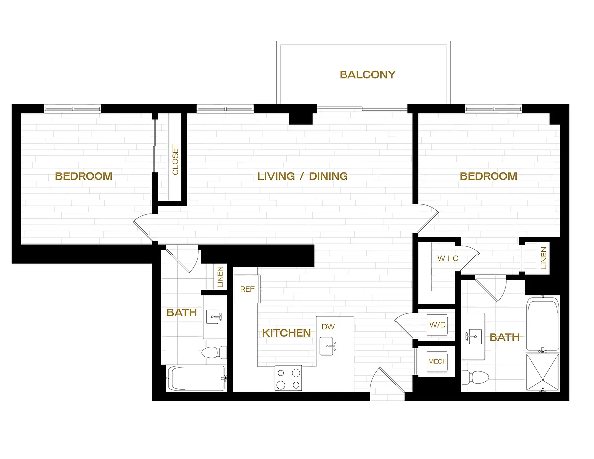 Floor plan 2 Bed/2 Bath-B1