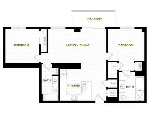 Floor plan 2 Bed/2 Bath-B1