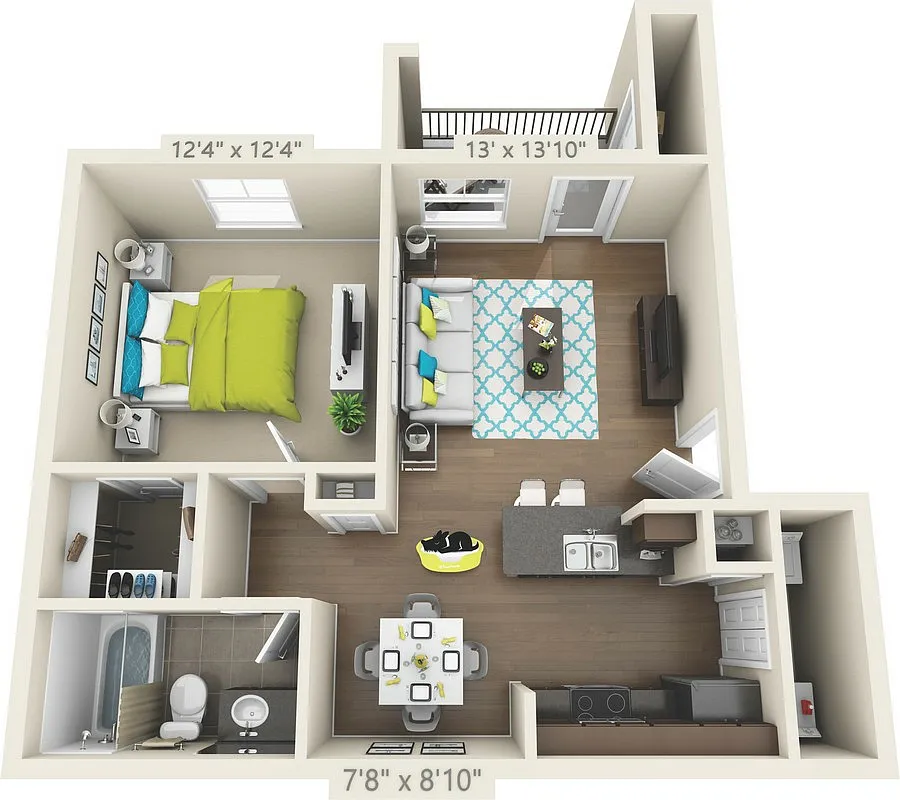 Floor plan A1 ASTON - 1 Bedroom, 1 Bathroom
