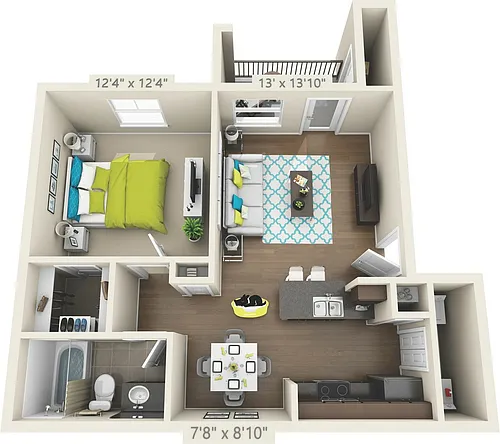 Floor plan A1 ASTON - 1 Bedroom, 1 Bathroom
