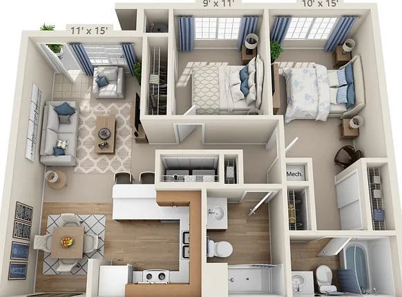 Floor plans are artist's rendering. All dimensions are approximate. Actual product and specifications may vary in dimension or detail. Not all features are available in every apartment. Prices and availability are subject to change. Floor plans are artist