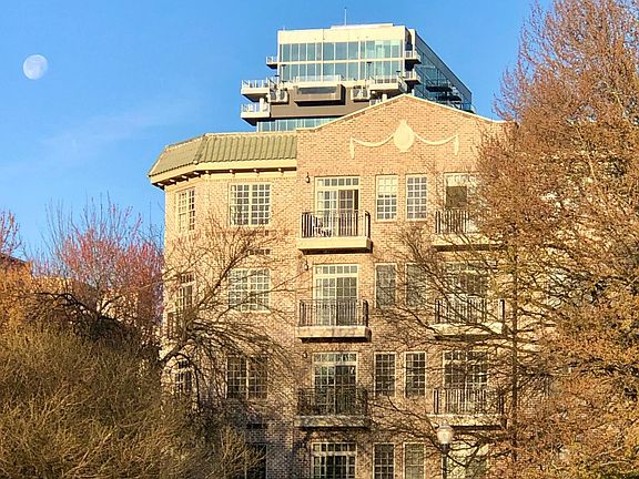 Back of building faces inside the park