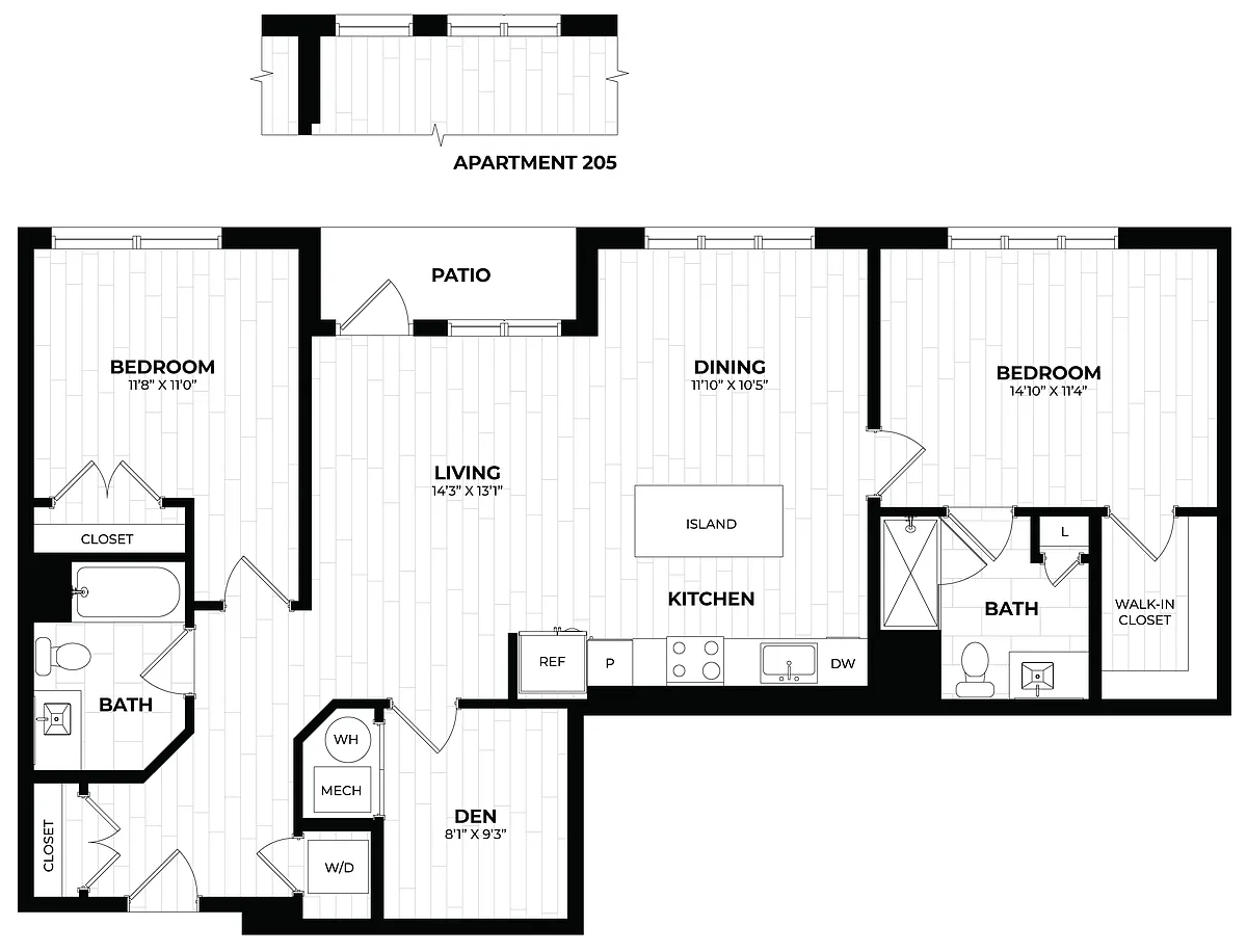 Floor plan 2 Bed/2 Bath Den-2.6