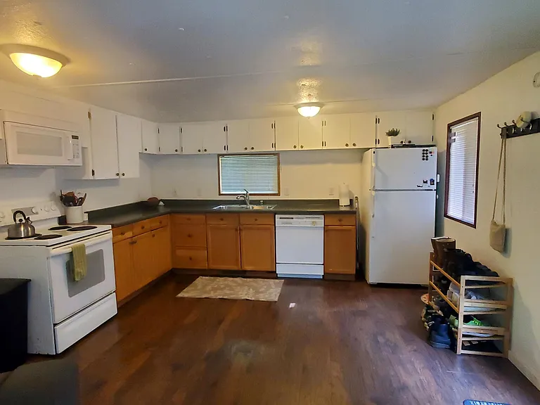 Kitchen viewed from living room.