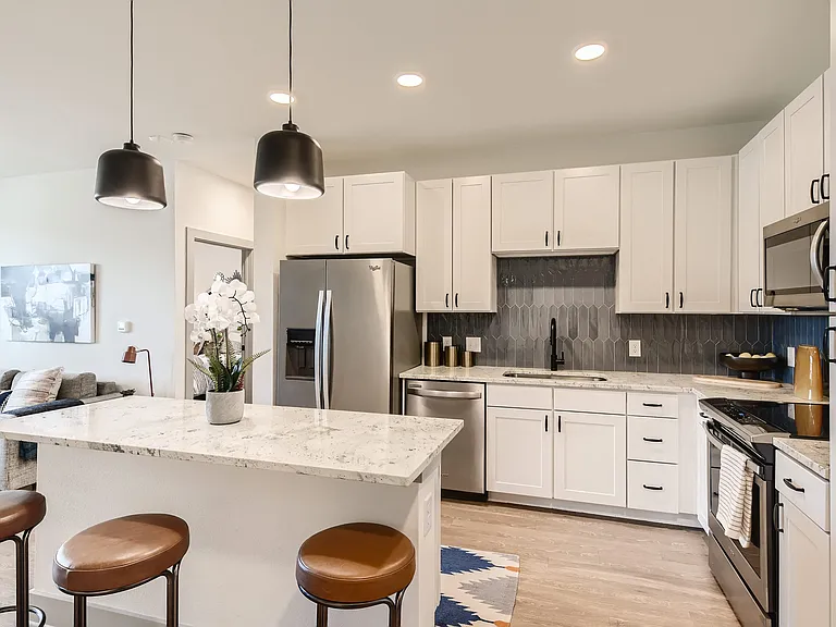 Kitchen with granite countertops