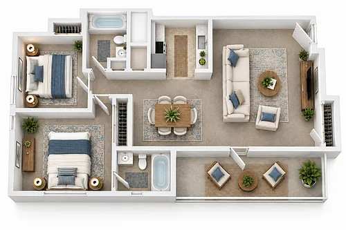 Floor plan 2 Bedroom 2 Bath