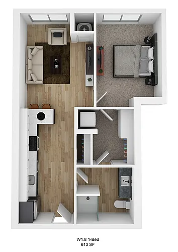 Floor plan Malcolm W1.8 (1 Bedroom)