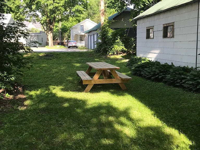 Yard and picnic table