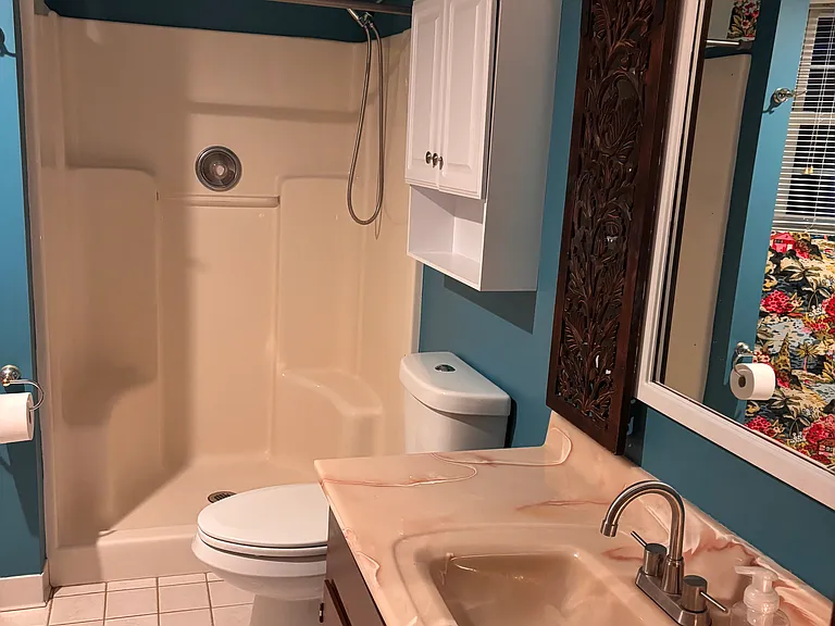 On-suite bathroom has walk-in shower and plenty of space.