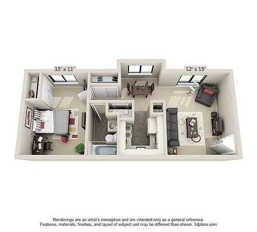 Floor plan 1 Bedroom 1 Bath