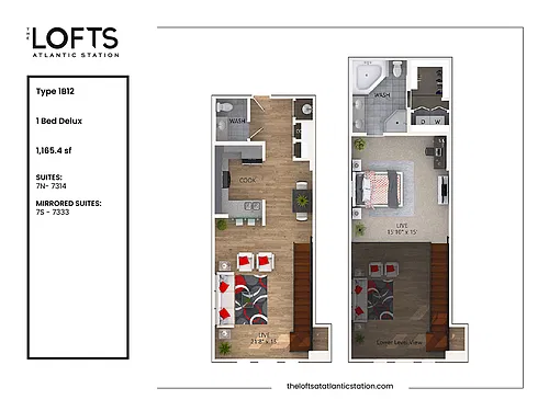 Floor plan 1B12 - 1 Bed Delux