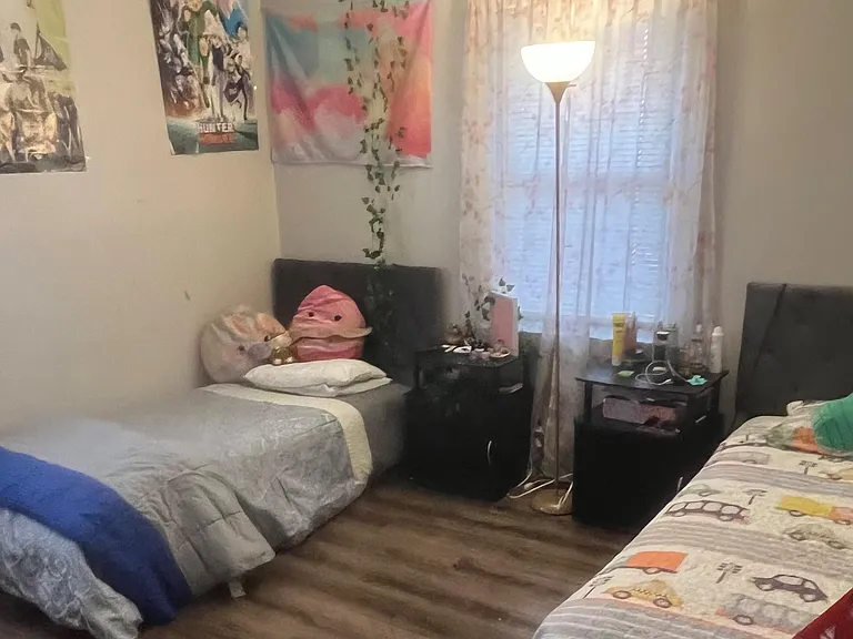 bedroom with double door closets