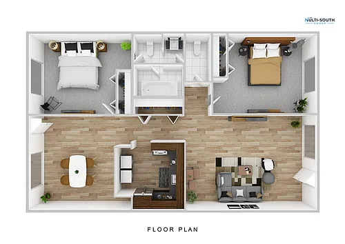 Floor plan 2 bedroom 1 bathroom