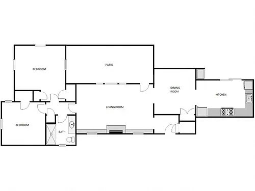 Floor plan 2 Bed / 1 Bath: Type C