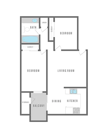 Floor plan 2 Bedroom 1 Bath