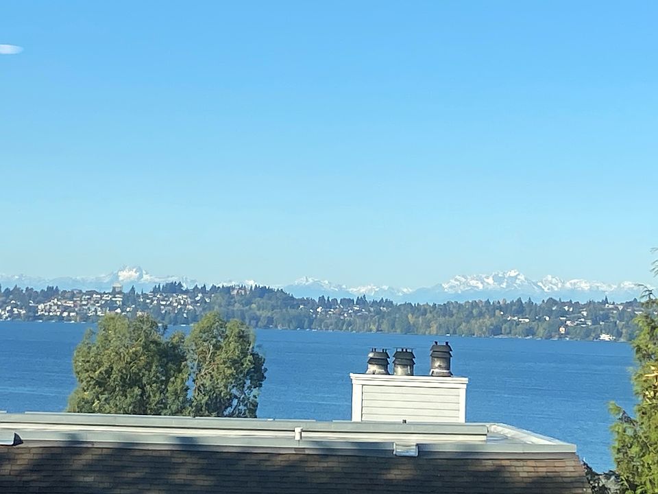 View of the Olympic Mountains from the balcony.