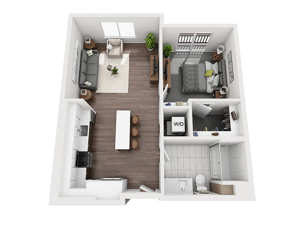Floor plan One Bedroom A1A
