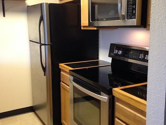 Kitchen with stainless steel appliances