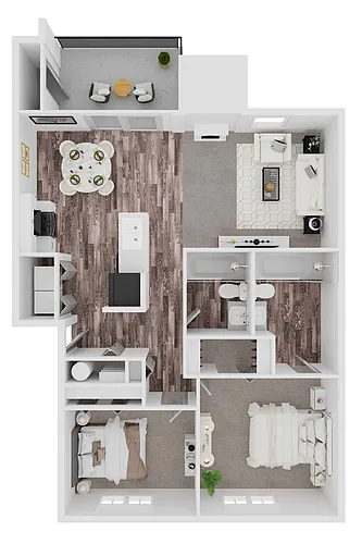 Floor plan 2/2 907sf