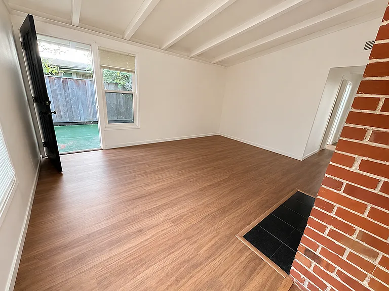 Front entrance and living room with fire place