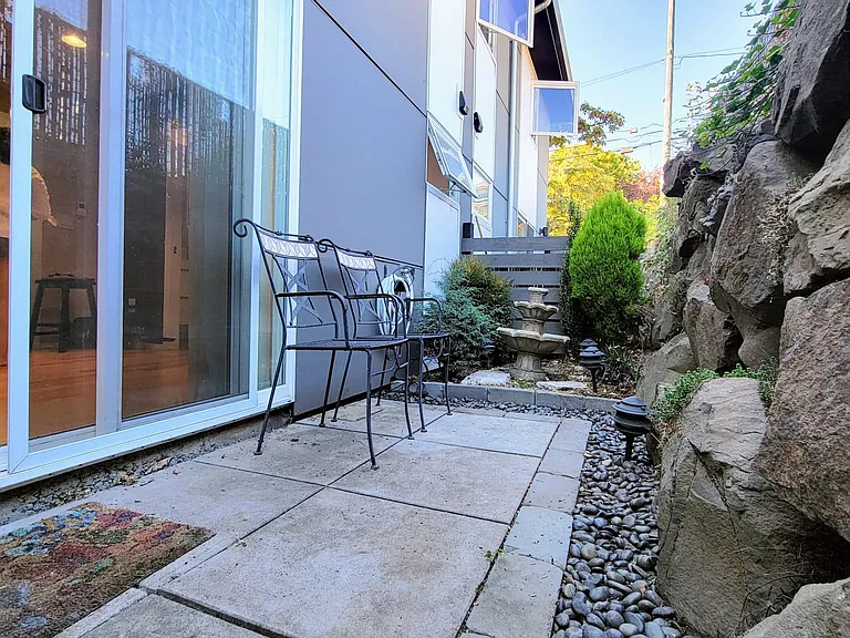 Patio lights and water fountain
