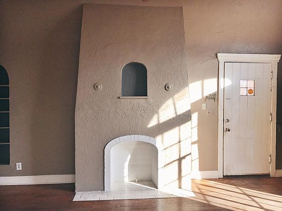 Faux fireplace in living room