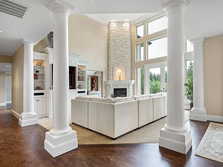 Family room with fireplace