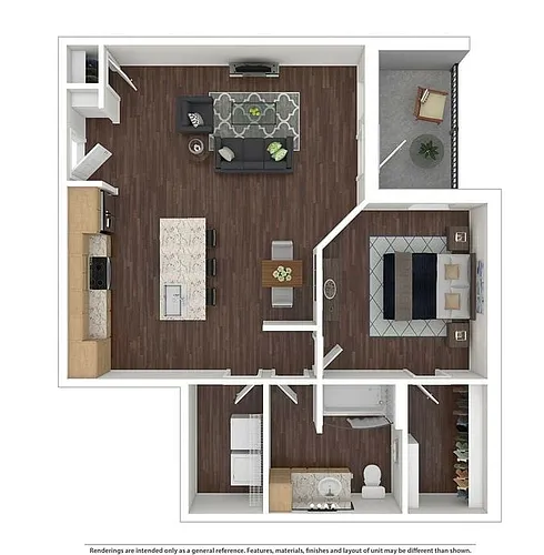 Floor plan A4 - One Bedroom, One Bathroom