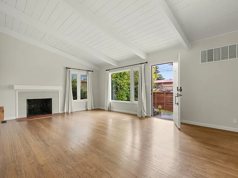 spacious living area with fireplace