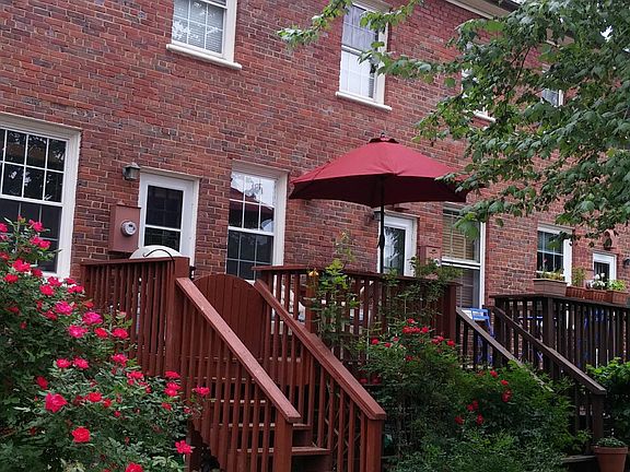 Deck overlooking community courtyard
