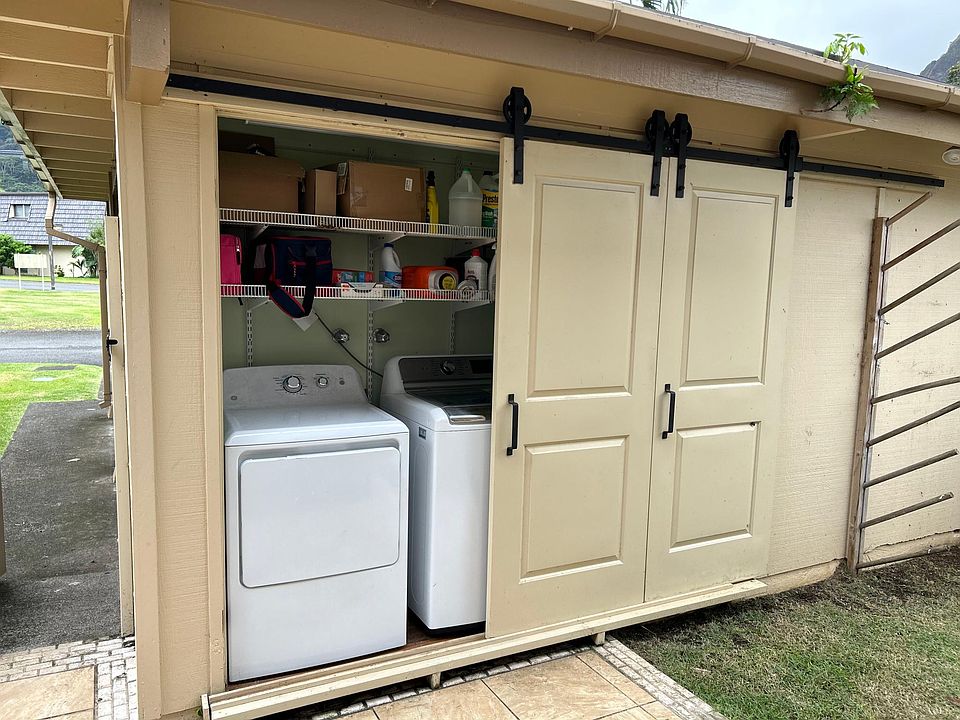 Laundry Area (new full sized washer and dryer) & barn doors