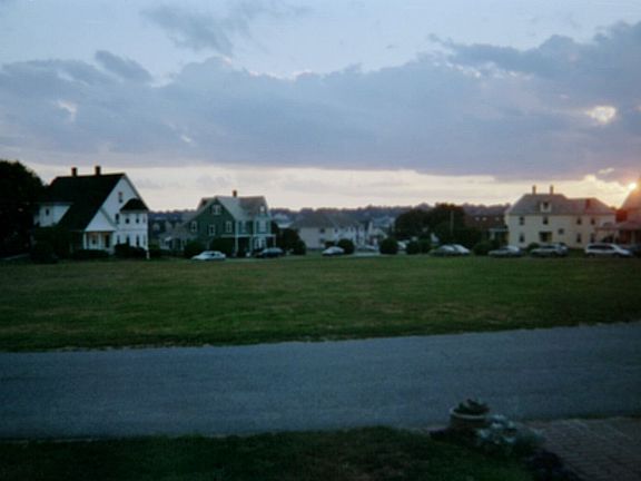 Sunset over park