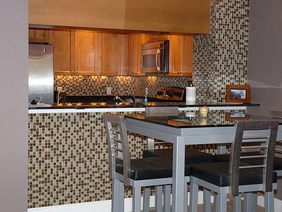 Close-up of the custom tile work
