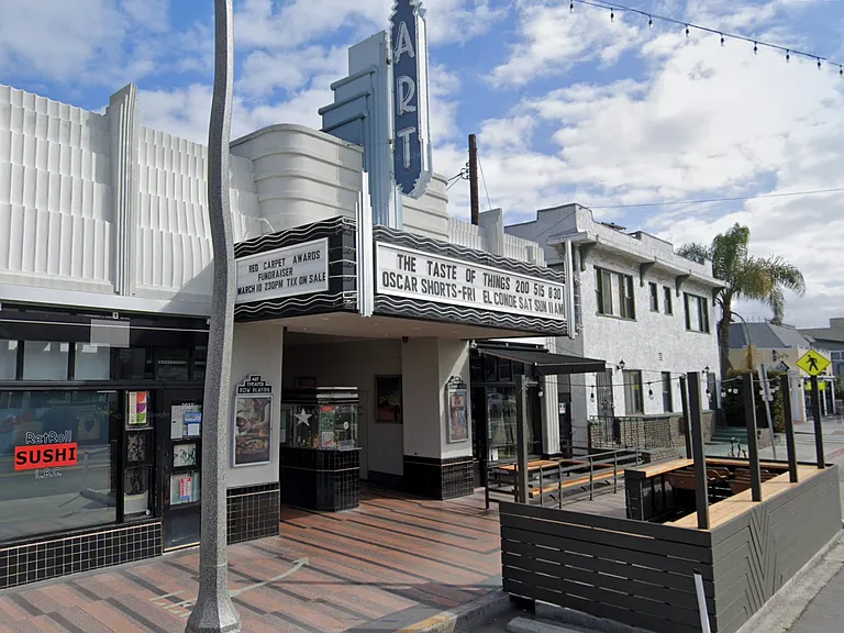 Independent art house theater and win bar on Retro Row.