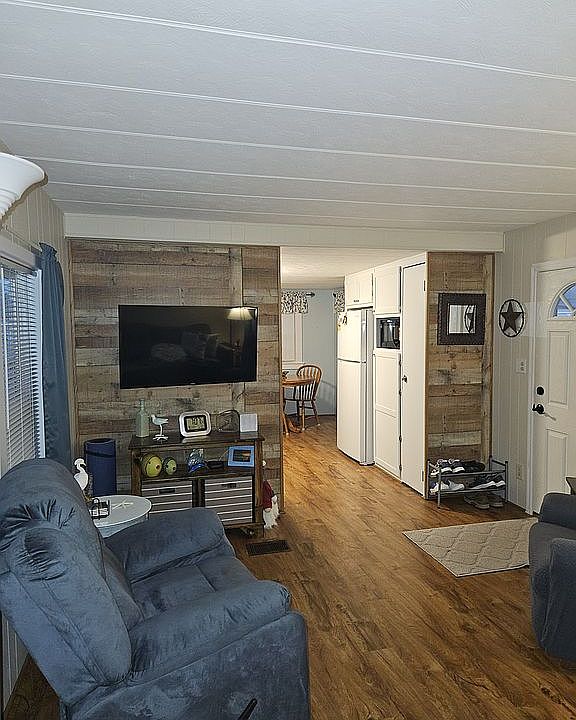 View of kitchen from living 