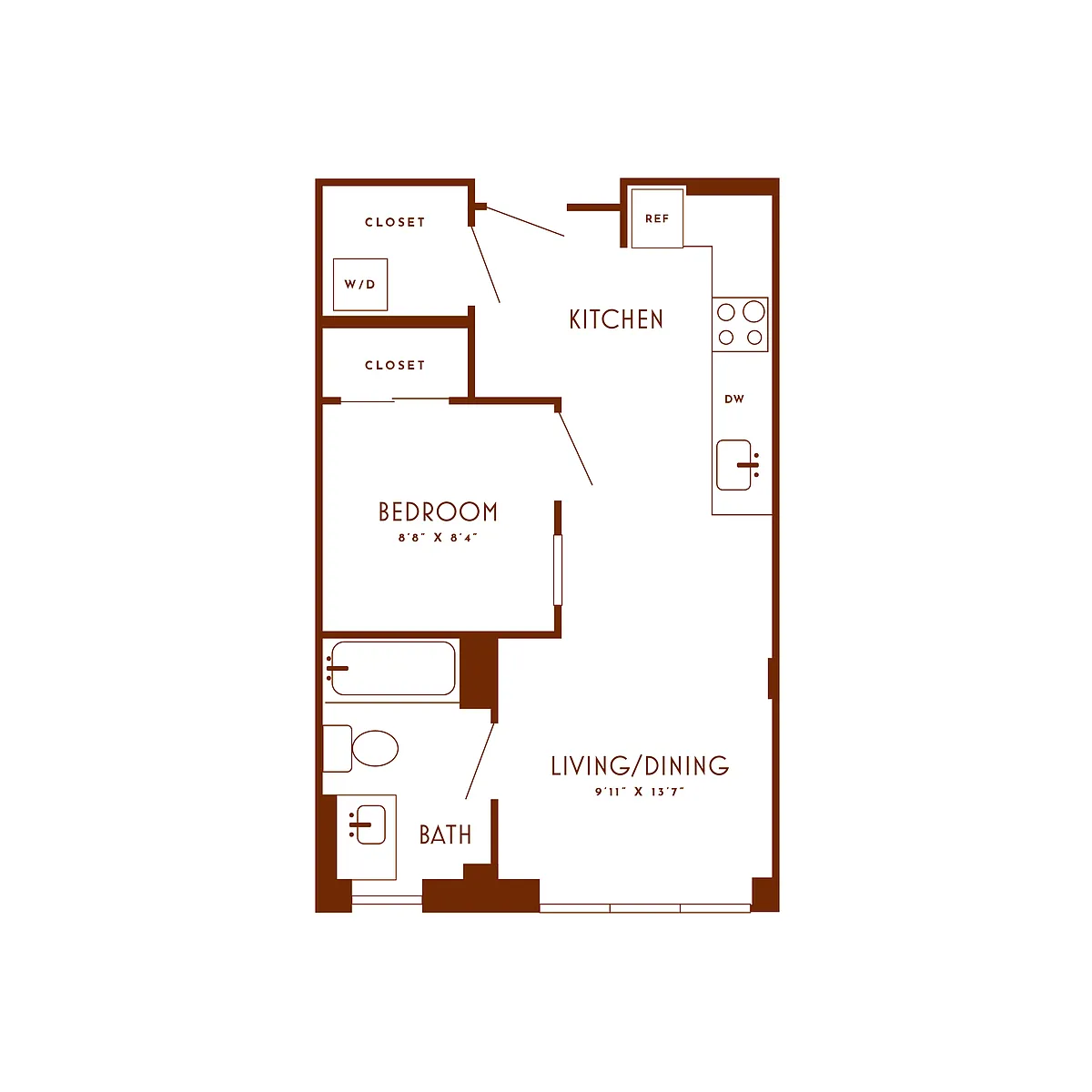 Floor plan 1 Bed/1 Bath-B11