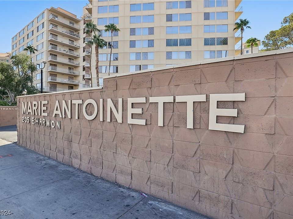 Marie Antoinette entrance sign at 205 East Harmon Avenue