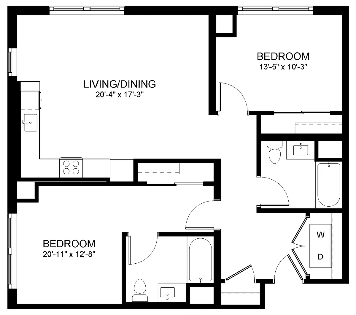 Floor plan Two Bedroom B1